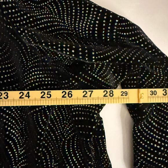 Vintage J.B.S. Black Velvet Rhinestone Cardigan Jacket 16 Glam Disco Holiday - Picture 8 of 9